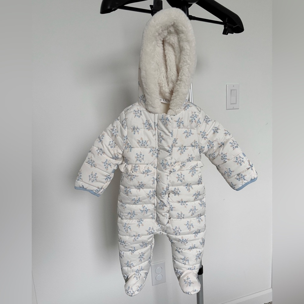Nicole Miller White and Blue Floral Kids Snowsuit